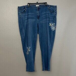 J.Jill denim embroidered weekender straight leg jeans size 28